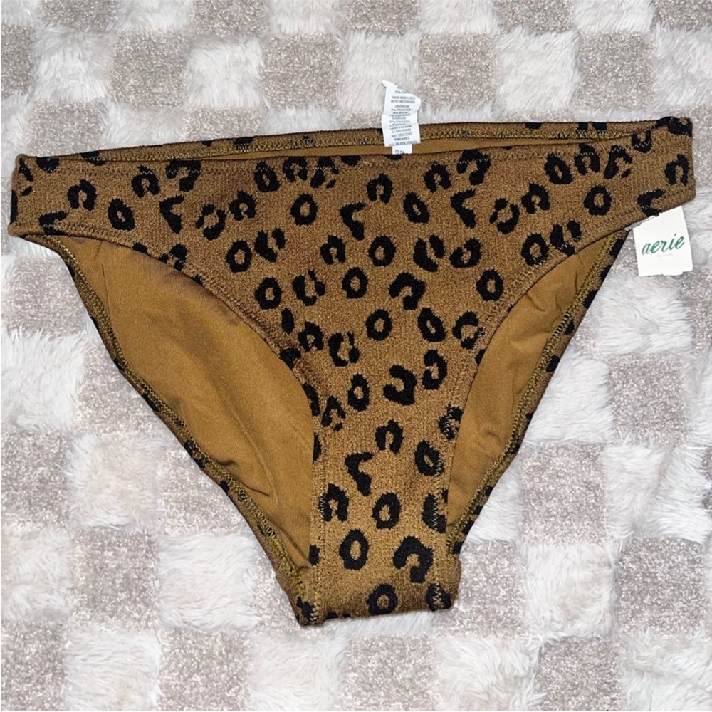 Aerie swim Brown Leopard Print bikini Bottoms size Small